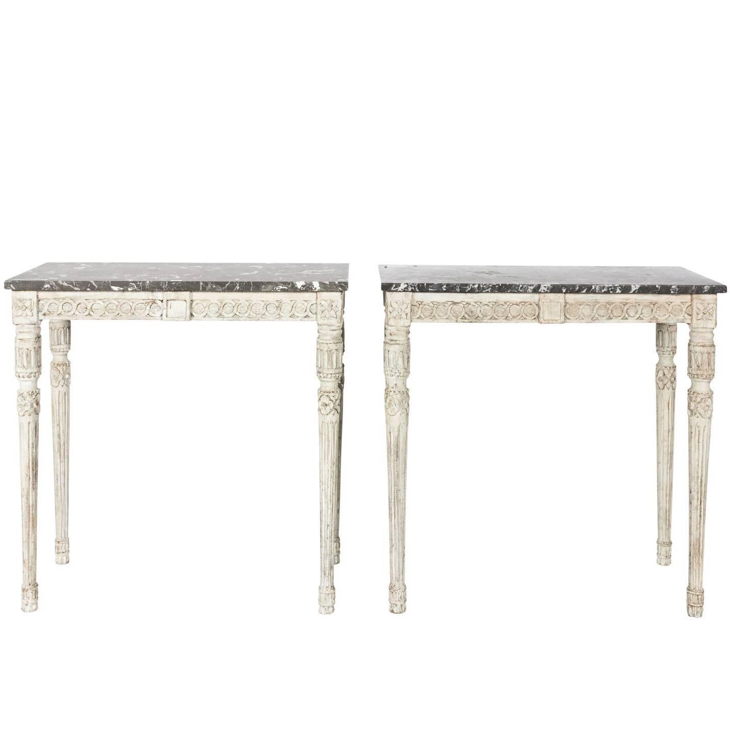 Pair of 19th Century Gustavian Console Tables For Sale