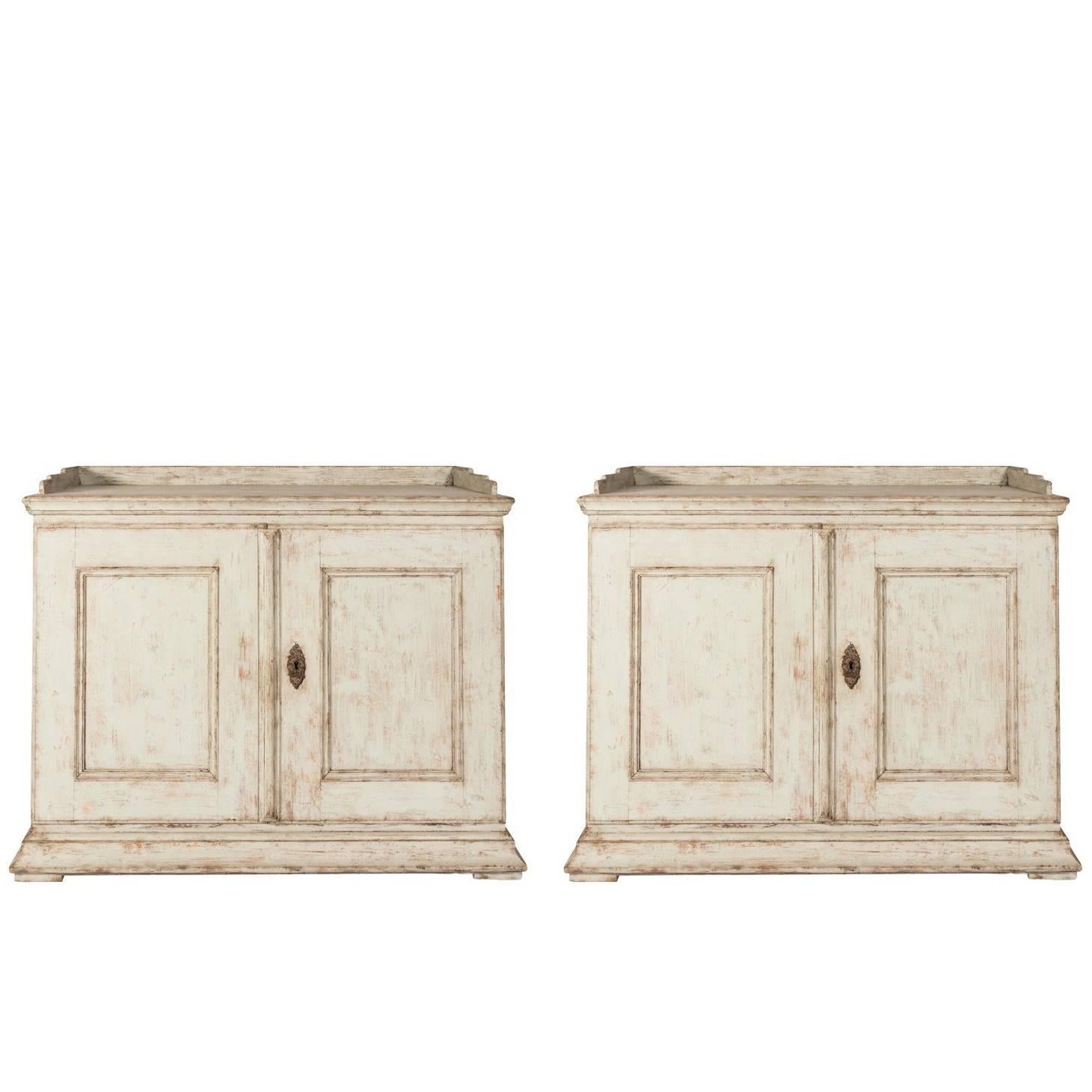 Pair of 18th Century, Swedish Two-Door Cabinets For Sale