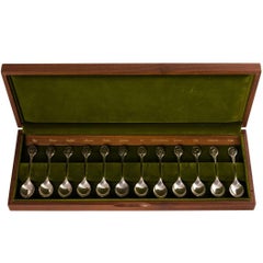 Royal Horticultural Society 12 Flower Spoons in Sterling Silver