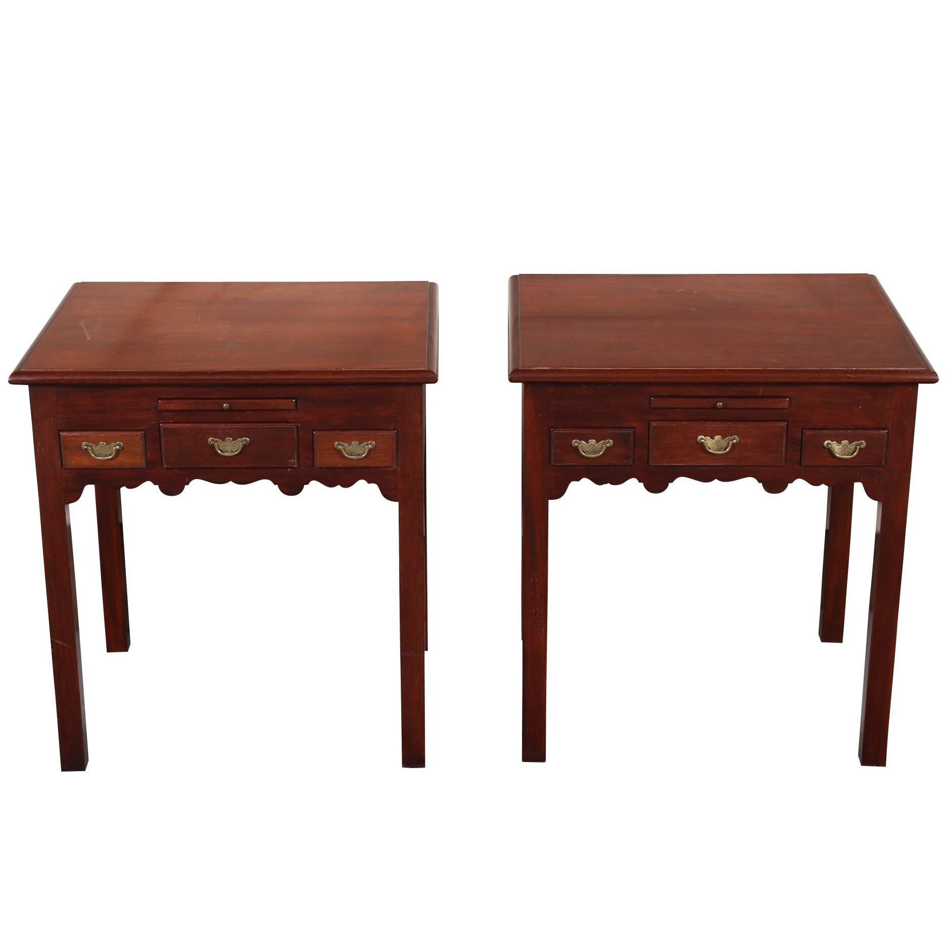 Pair of Custom Quality Mahogany Side Tables