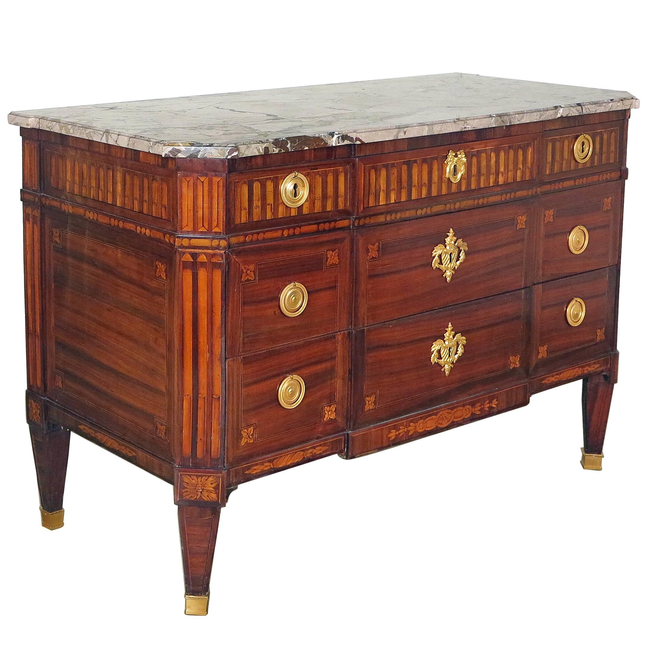A Fine Louis XVI Kingwood with Tulipwood & Purplewood Inlaid Commode by Crepi For Sale