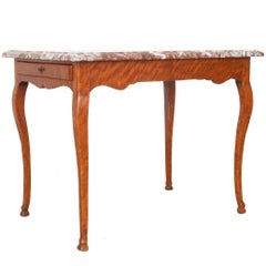 French Early 19th Century Birch Writing Table with Marble Top