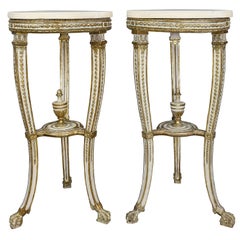 Pair of Swedish Neoclassical Giltwood and Painted Torchere
