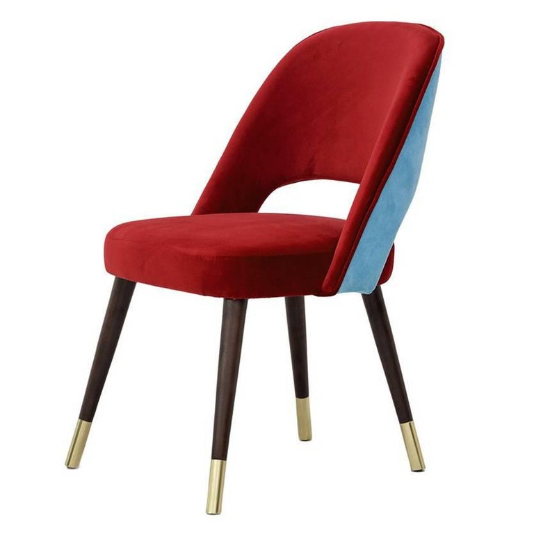 Red And Turquoise Velvet With Br Sabots Dining Chair La Habana Red And Turquoise Velvet With Br Sabots Dining Chair La Habana For