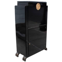 Belgian Art Deco Period Ebonized Bar Cabinet