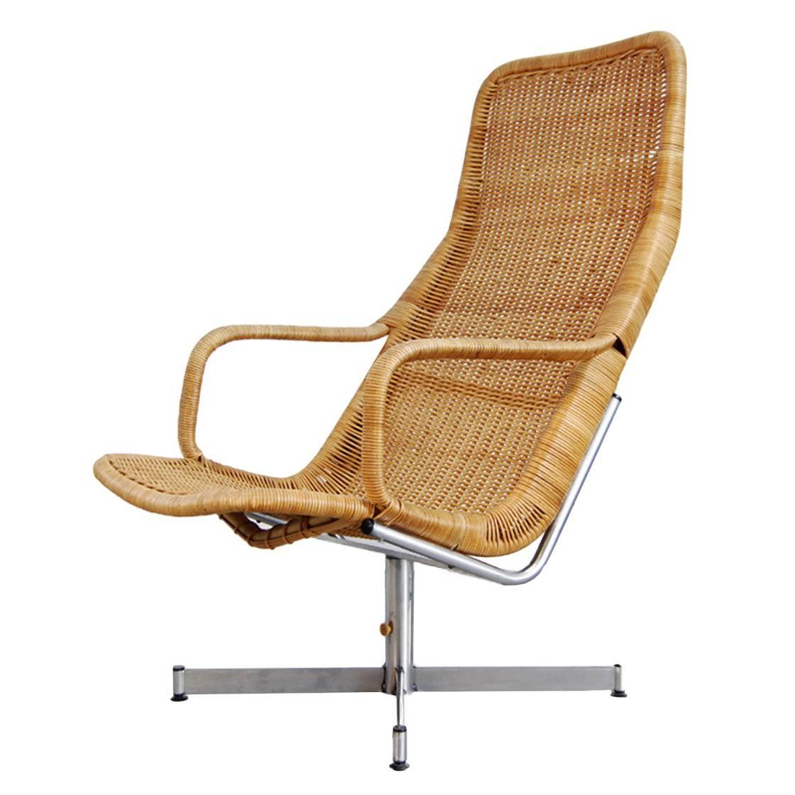 Dirk Van Sliedregt Rattan Lounge Chair for Gebr. Jonkers, Netherlands