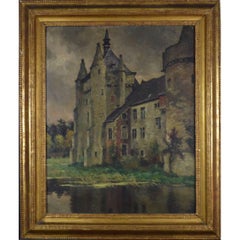 Victor Gilsoul View of Laarne Castle in Flanders Oil on Canvas