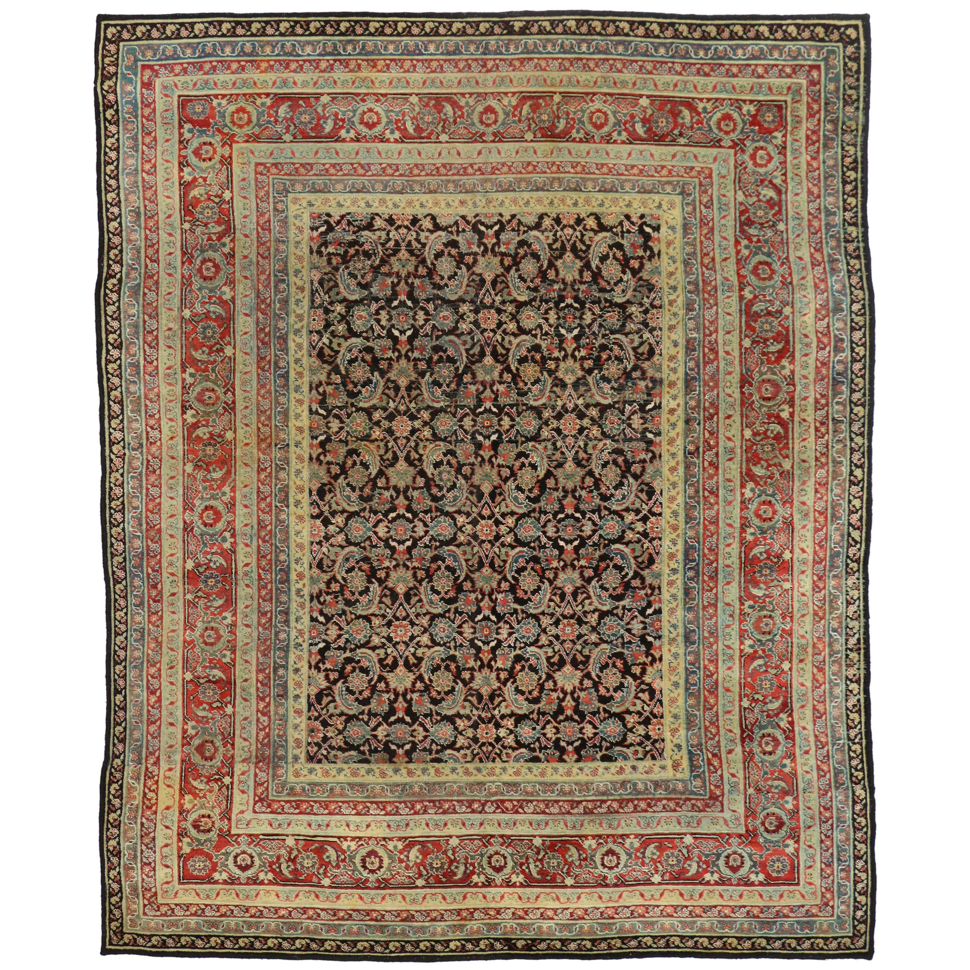 Vintage India Agra Rug with Modern Traditional Style For Sale