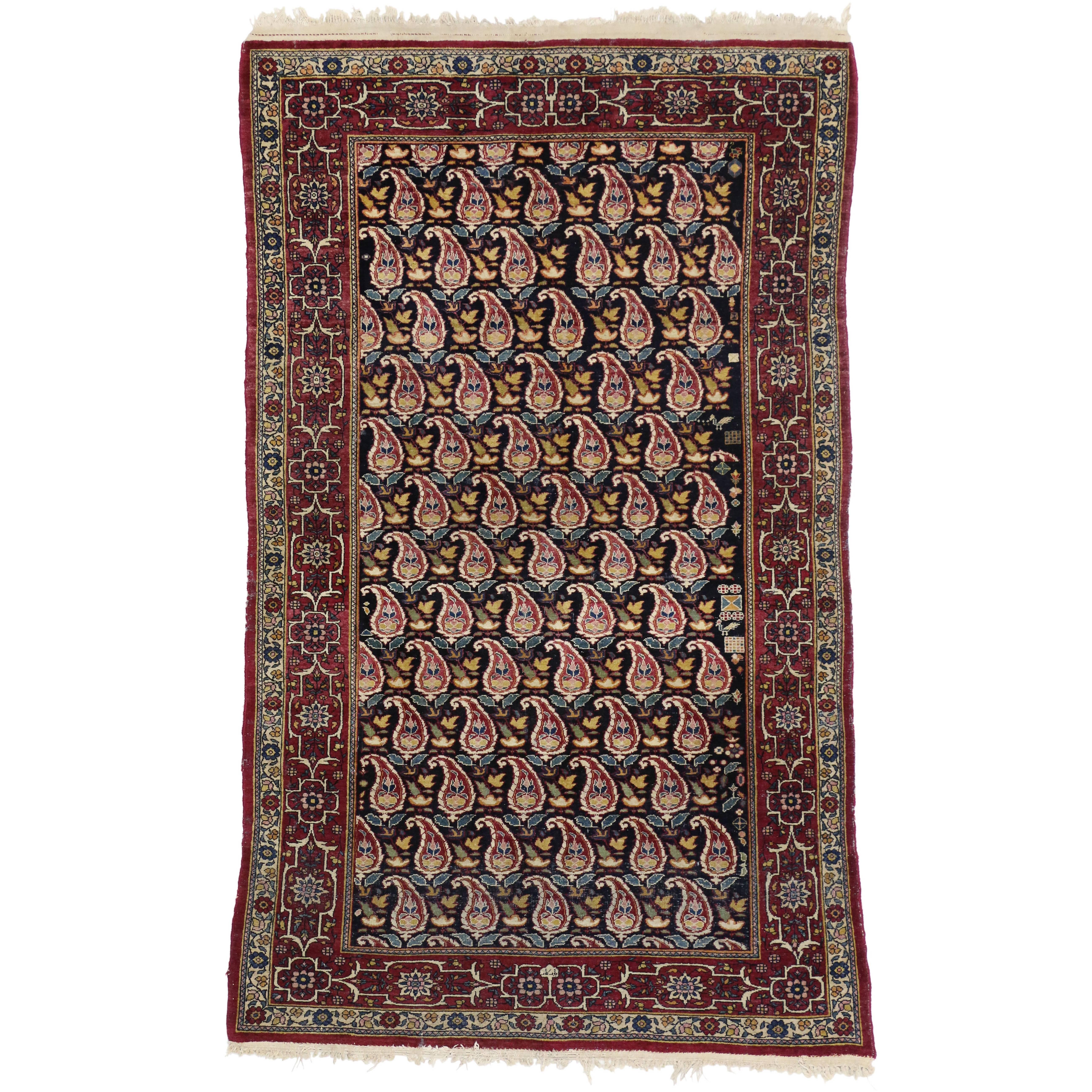 Antique Persian Kerman Rug with All-Over Boteh Pattern For Sale