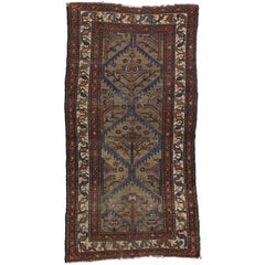 Distressed Antique Persian Malayer Rug with Modern Industrial Style