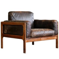 Arne Wahl Iversen Pair of Easy Chairs in Rosewood and Leather for Komfort Mobler