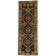 Vintage Turkish Oushak Runner with Mid-Century Modern Style