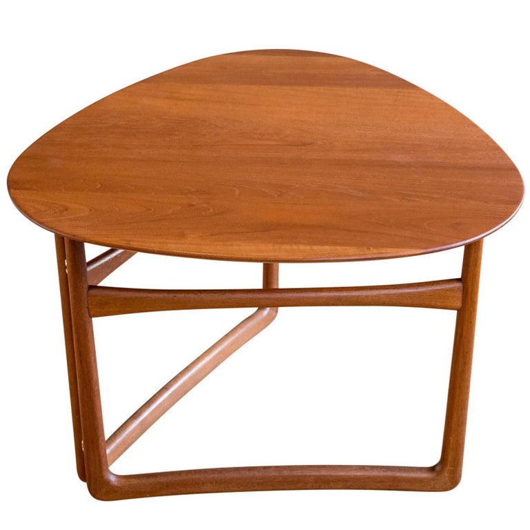 Triangular Teak Folding Table by Peter Hvidt and Orla MølgaardNielsen