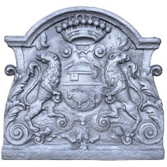 Used French Louis XV Style Cast Iron Fireback, 19th Century