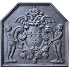 French Louis the 14th Style Cast Iron Fireback, 20th Century