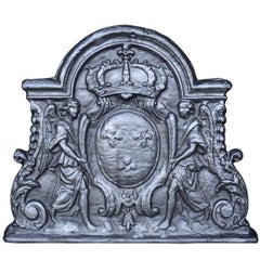 Cast Iron Fireback Decorated with a Coat Arms of France, 18th Century