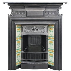 Antique Elegant Late Victorian Cast Iron Combination Fireplace