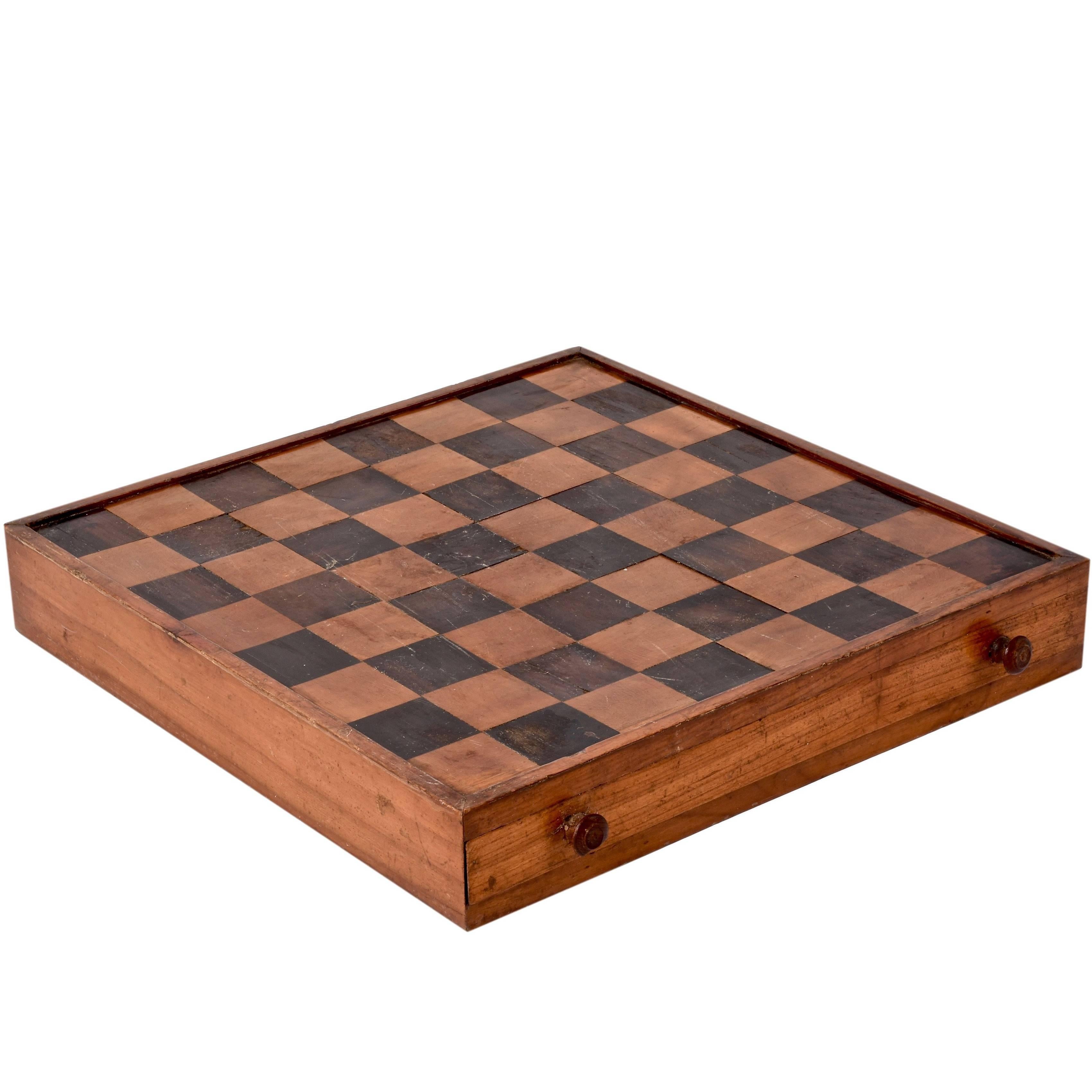 Antique Chessboard Inlaid Inlay Chess or Checker Game 19th Century Checkerboard