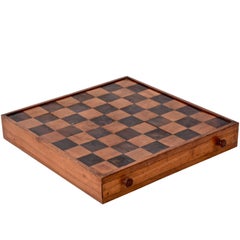 Antique Chessboard Inlaid Inlay Chess or Checker Game 19th Century Checkerboard