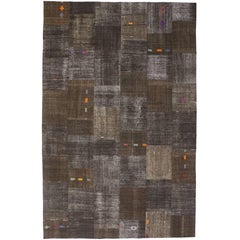 Vintage Turkish Patchwork Kilim Rug with Minimalist Style, Flat-Weave Kilim Rug