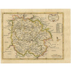 Carte ancienne du Herefordshire « Angleterre » par R. Morden, 1708