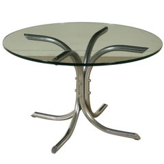 Medusa Table Tetrarch Production Brushed Steel Crystal Top Vintage, Italy, 1970s