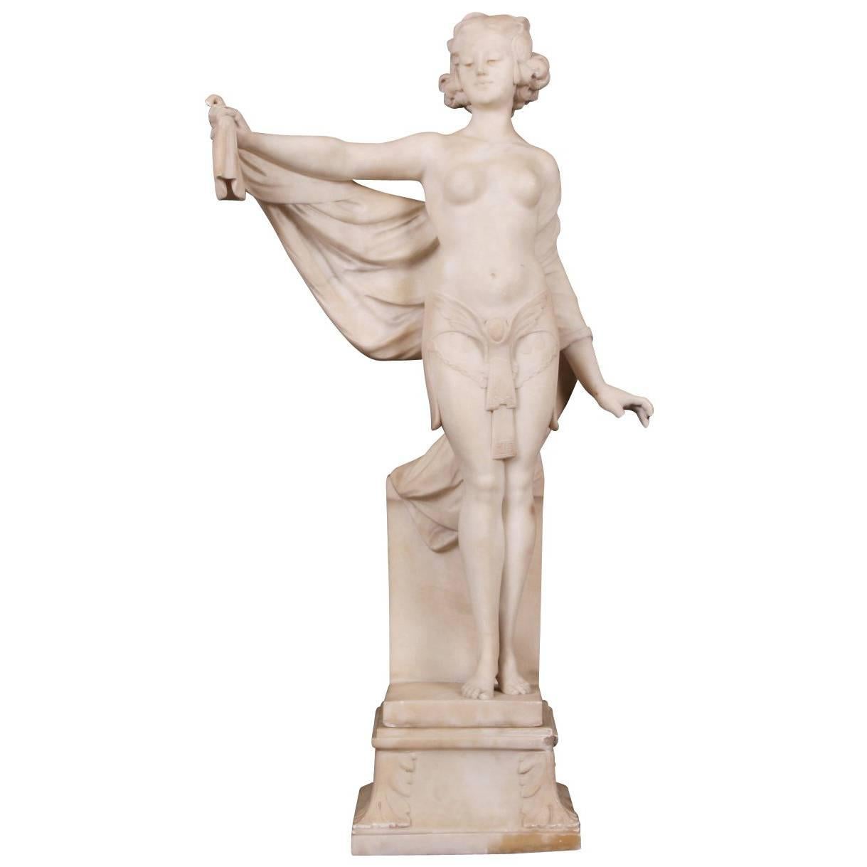 Figure en albâtre italienne Adolpho Cipriani « actif de 1880 à 1930 »