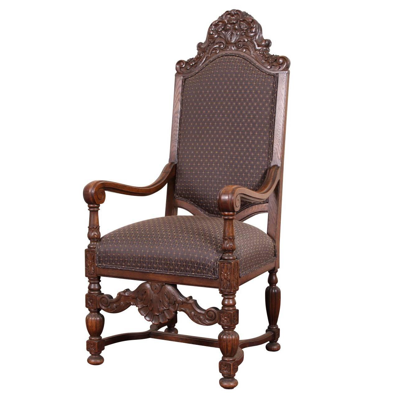 Elaborately Carved Oak Hall Chair