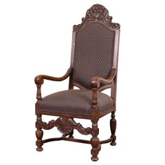 Elaborately Carved Oak Hall Chair