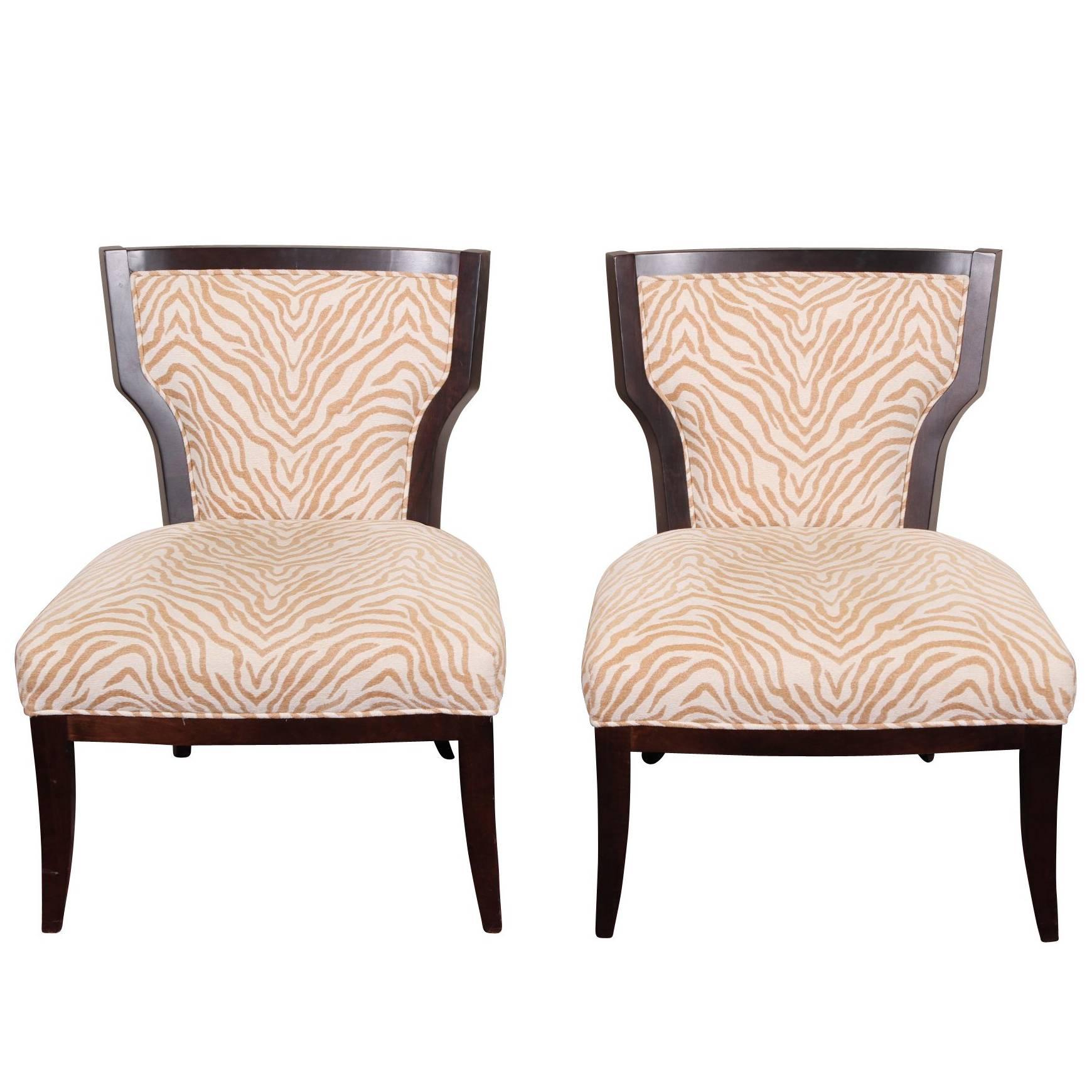 Pair of Zebra Print Lounge Chairs
