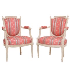 Pair of Napoleon III Carved and Paint Decorated Fauteuils