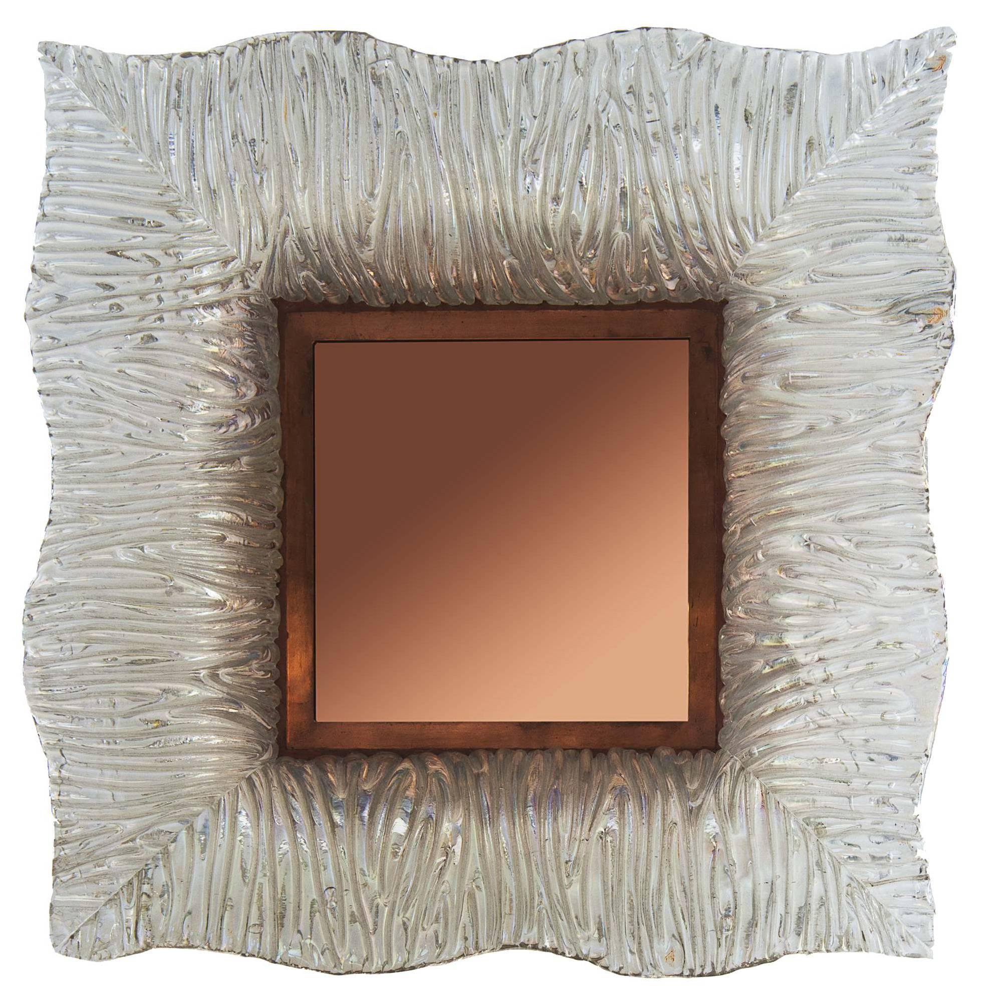 Roberto Giulio Rida, Mirrors with Venini Glass and Cooper Frame For Sale