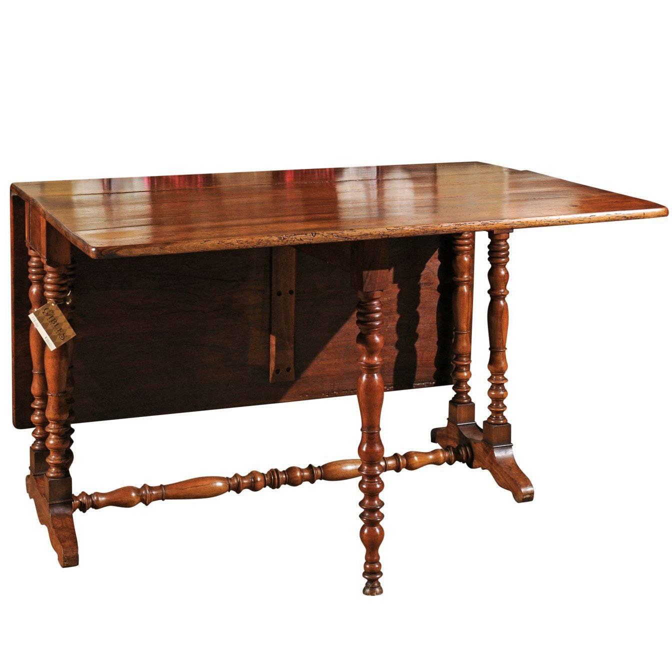 19th Century Walnut French Gateleg Table, circa 1890 For Sale