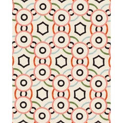 Kinder Modern Milk Circle Dot Rectangular Area Rug in 100% New Zealand Wool