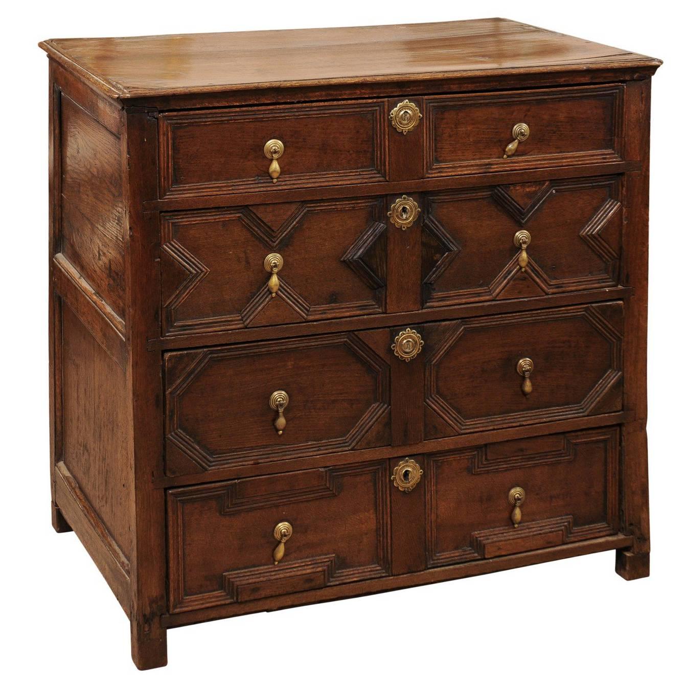 18th Century English Oak Jacobean Style Chest