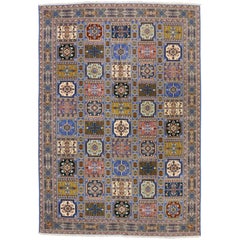 Retro Rabat Moroccan Rug with Anatolian Compartment Design