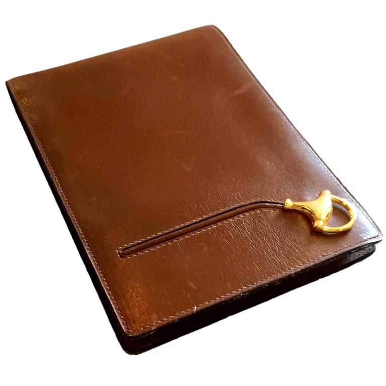 Vintage Saddle Leather Gucci Notepad For Sale at 1stDibs