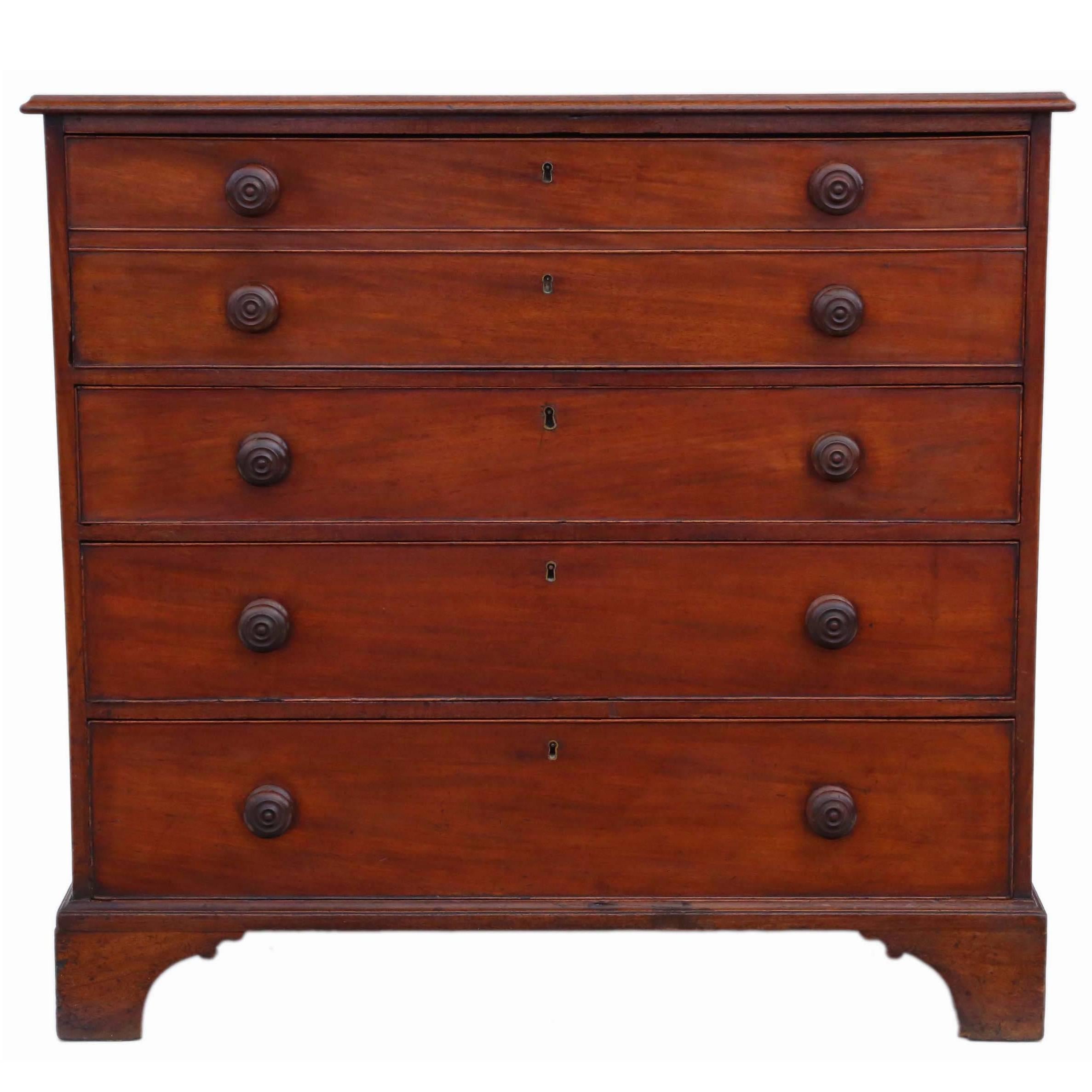 Antique Georgian Mahogany Secretaire Desk Writing Table Chest of Drawers For Sale