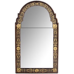 Stylish Italian Queen Anne Style Églomisé Mirror with Neoclassical Decoration