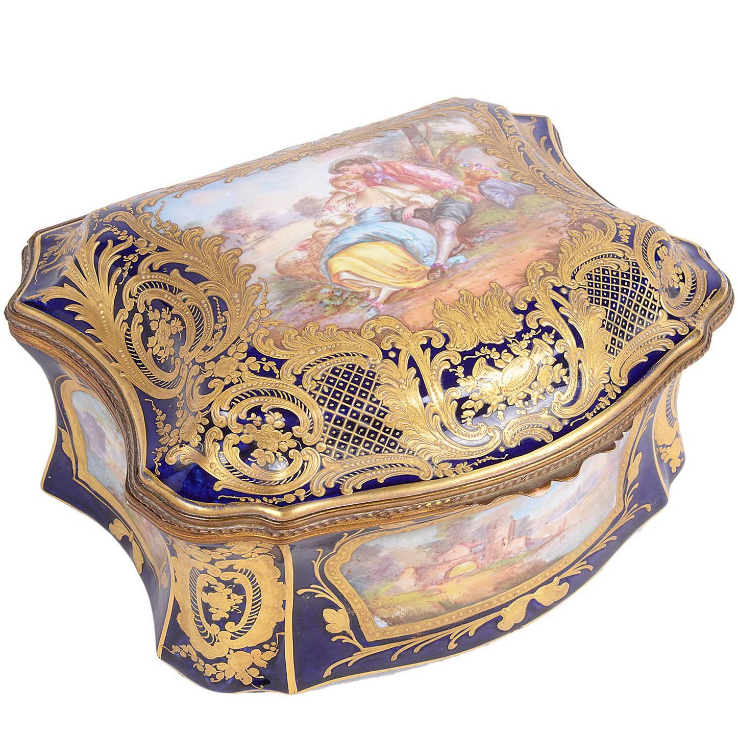 19th Century Sevres Style Porcelain Casket
