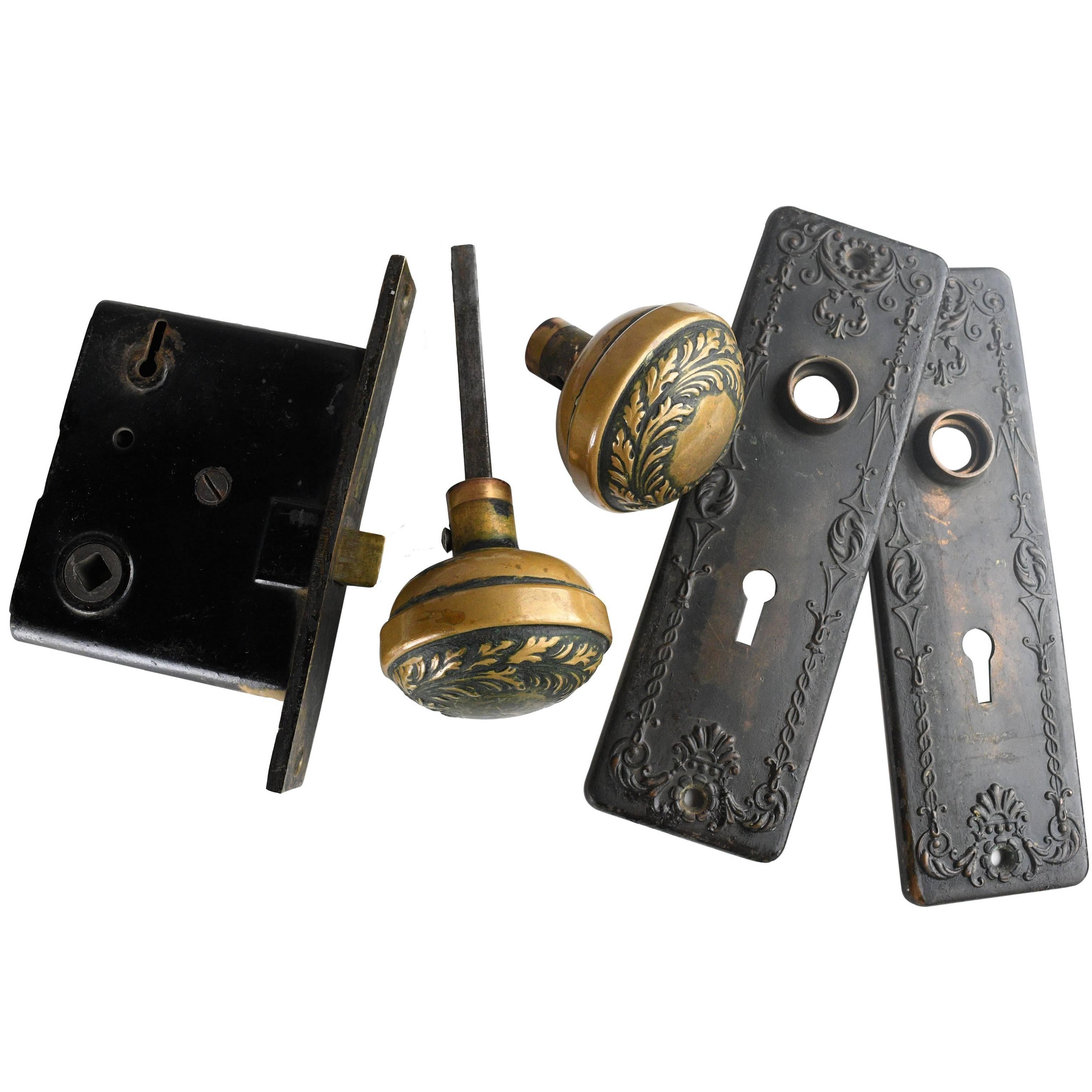 Art Nouveau Brass Door Hardware Set