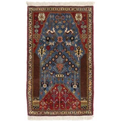 Tribal Style Vintage Persian Gashgai Prayer Rug, Kashgai Qashqai Pictorial Rug