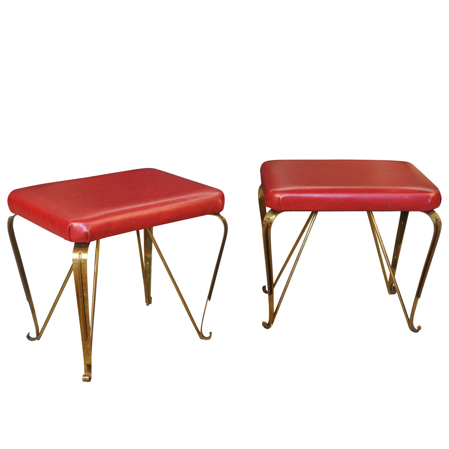 Pair of Early 20th Century Italian Leather Stools at 1stDibs