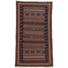 Vintage Soumak Persian Rug with Tribal Style