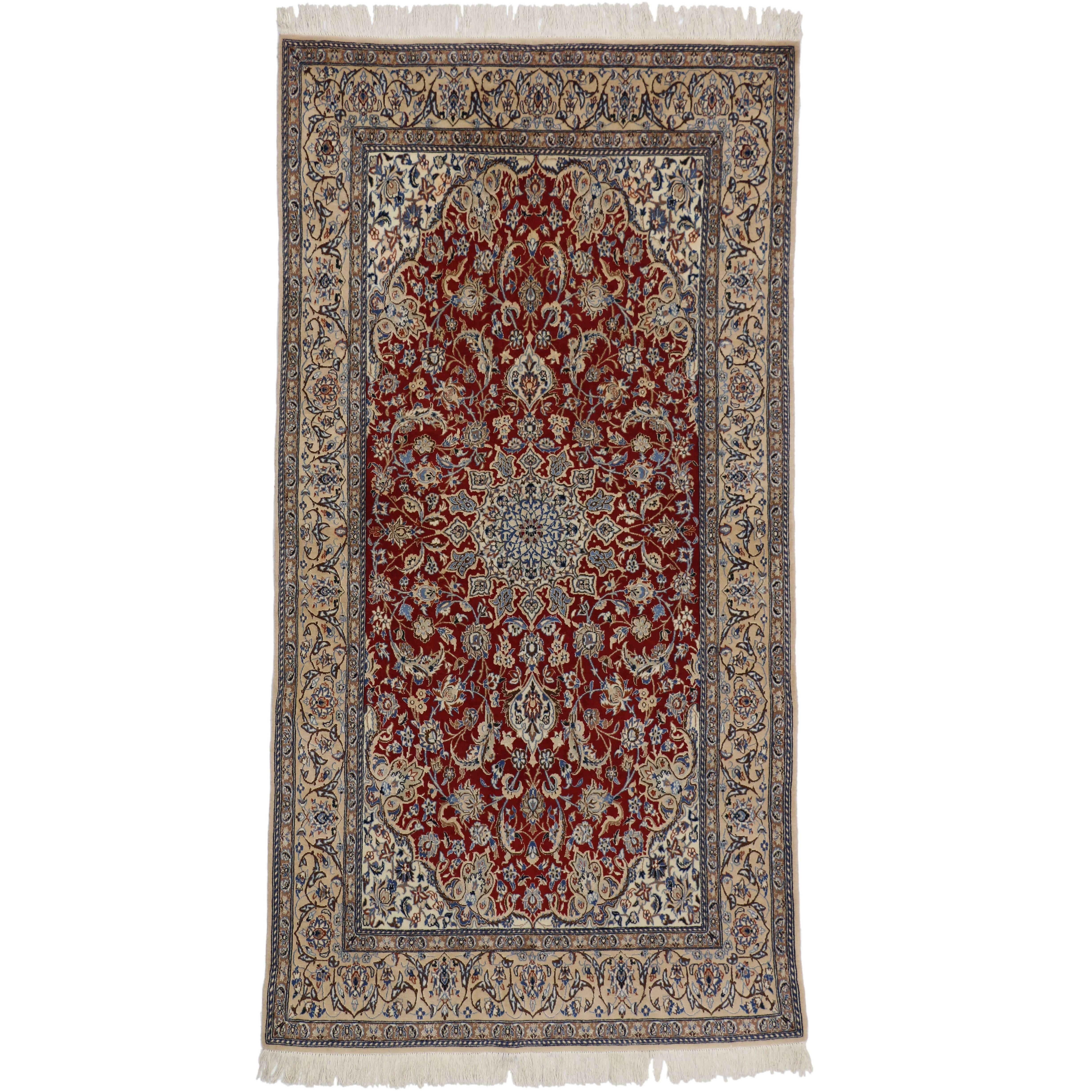 Vintage Persian Nain Rug with Traditional Style