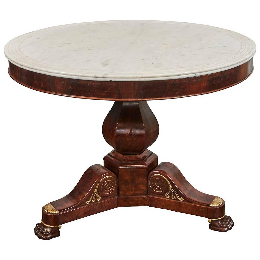 French Marble and Parcel-Gilt Table de Milieu For Sale