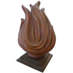 Architectural Fragment Terracotta Flame Sculpture