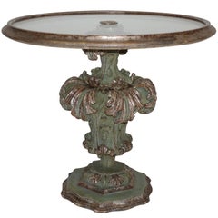 Vintage Italian Carved and Painted Acanthus Leaf Side Table