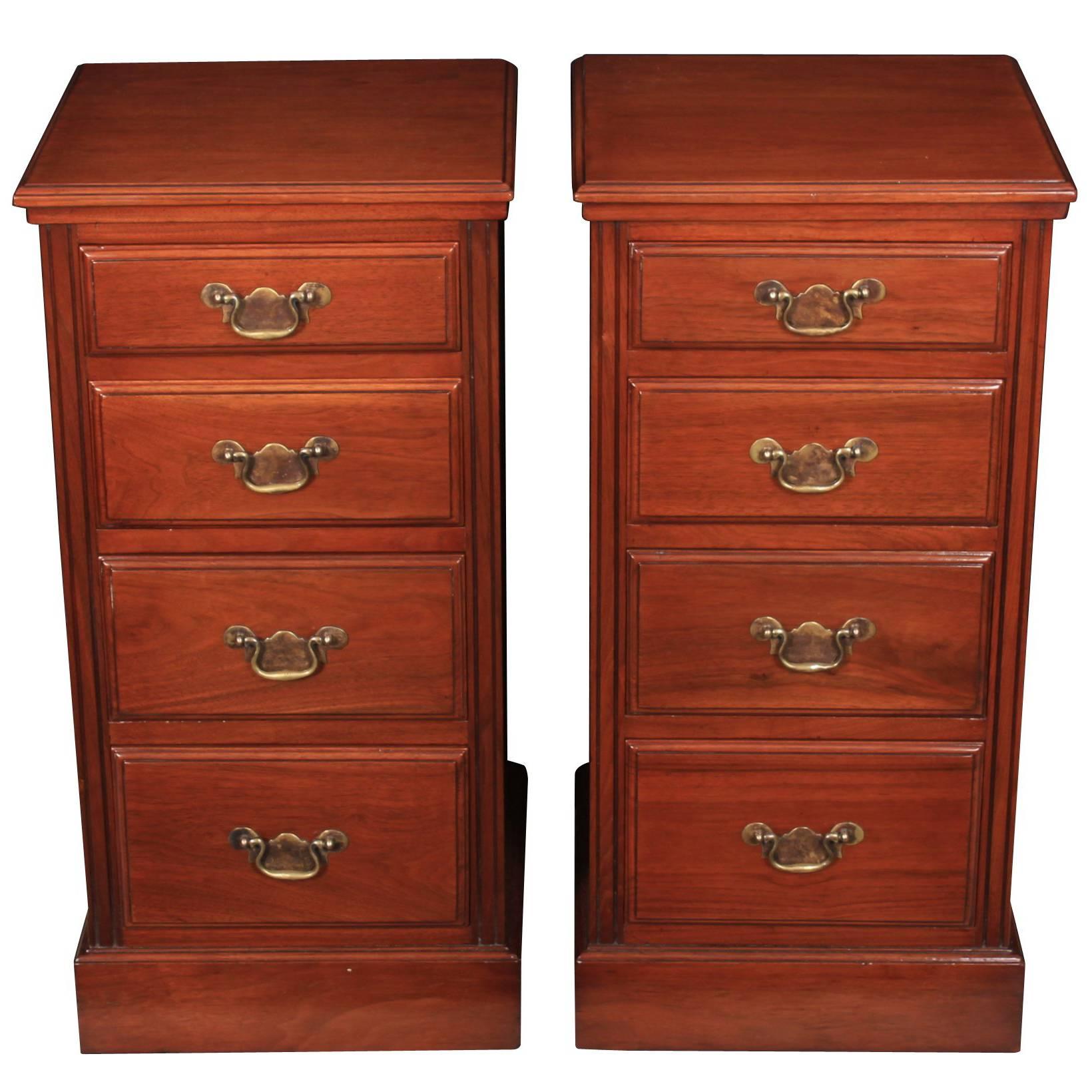 Pair of Walnut Bedside Cabinets For Sale