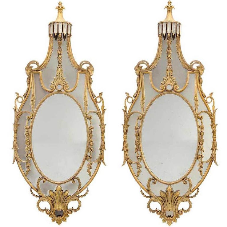 Pair of Early 20th Century Monumental Louis XVI Style Giltwood Console ...